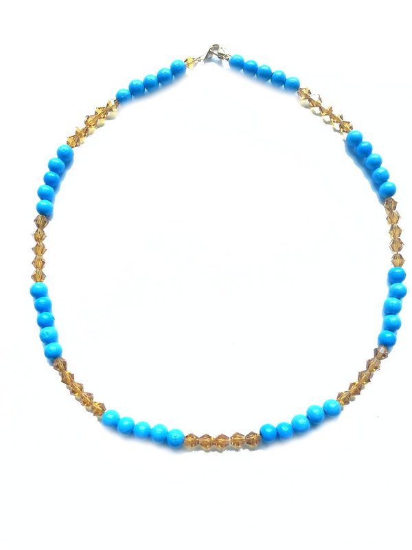 Halskette aus Glasschliff- und Holzperlen – MSK 1038