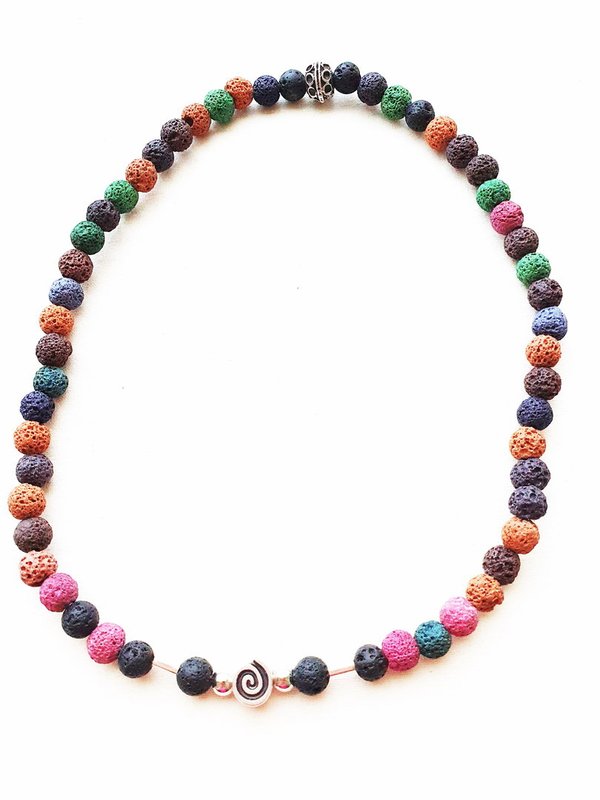 Halskette aus Natursteinen - Lava Perlen ESK1019